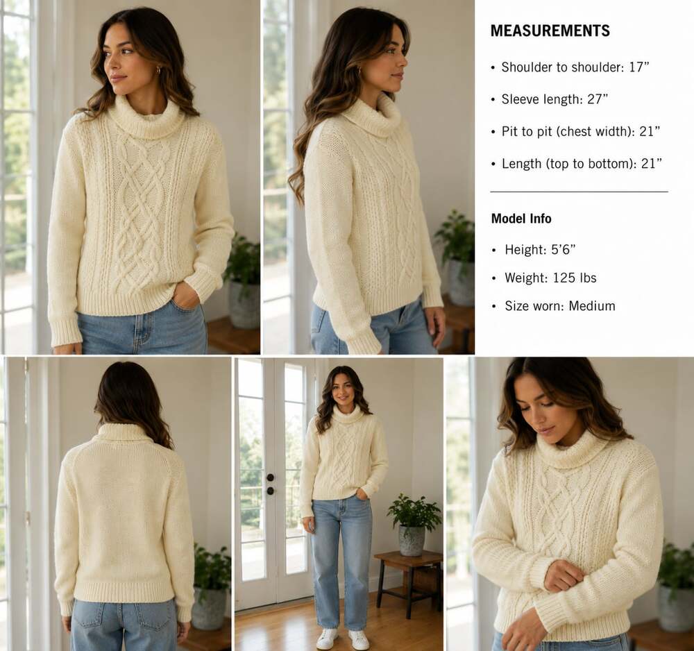 Express Women's Cream Cable Knit Cowl Neck Sweater